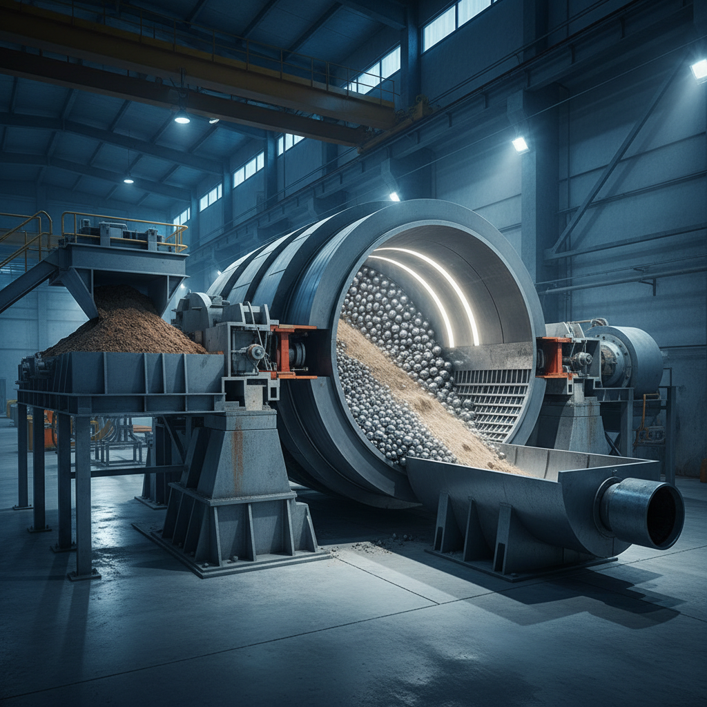 Industrial ball mill showing working principle and key components