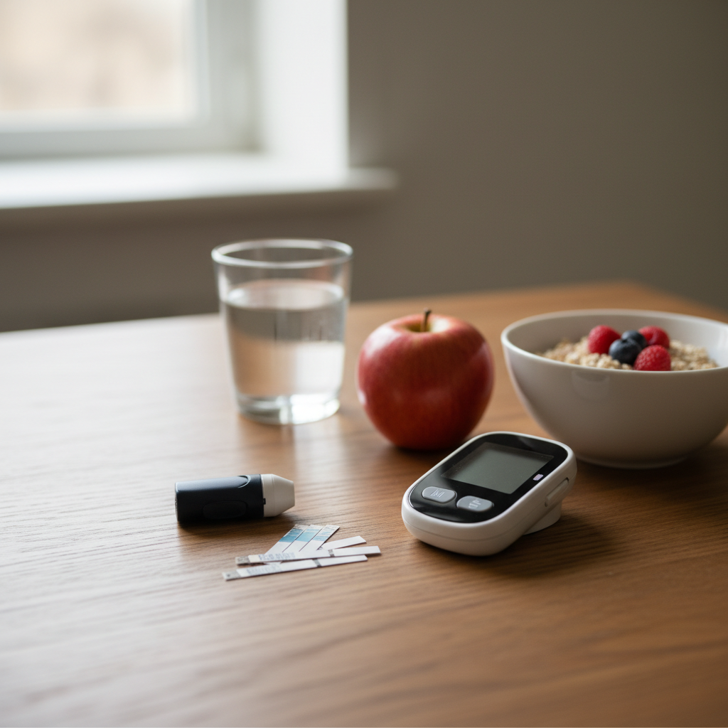Home digital thermometer, forehead thermometer, and ear thermometer on a table