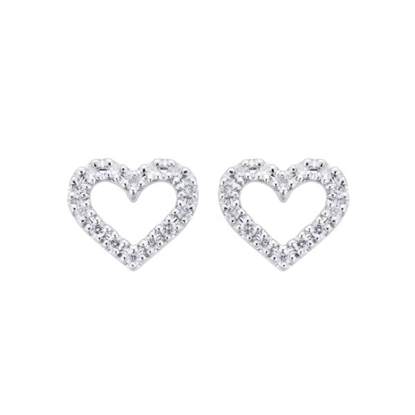9ct White Gold 0.15cttw Open Heart Stud Earrings