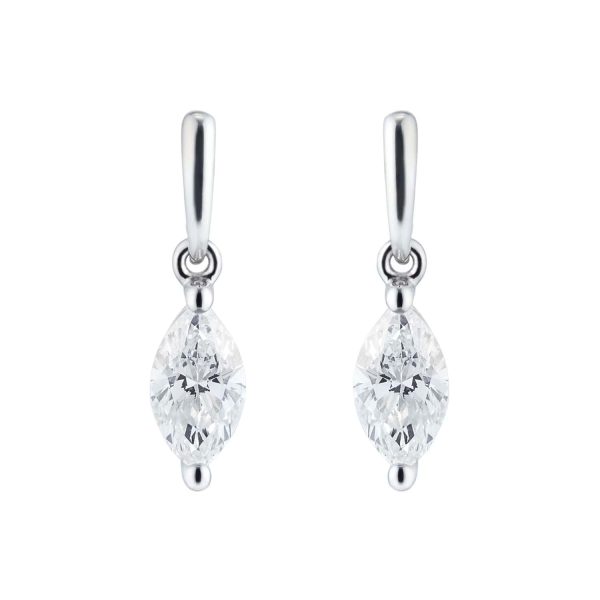 9ct White Gold 0.46cttw Marquise Diamond Drop Earrings
