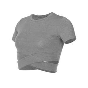 VERTVIE Tight Seamless Yoga Shirts Women Short Sleeve Cropped Gym Tops Fitness Woman Running Workout Sport T-Shirts Sports Wear